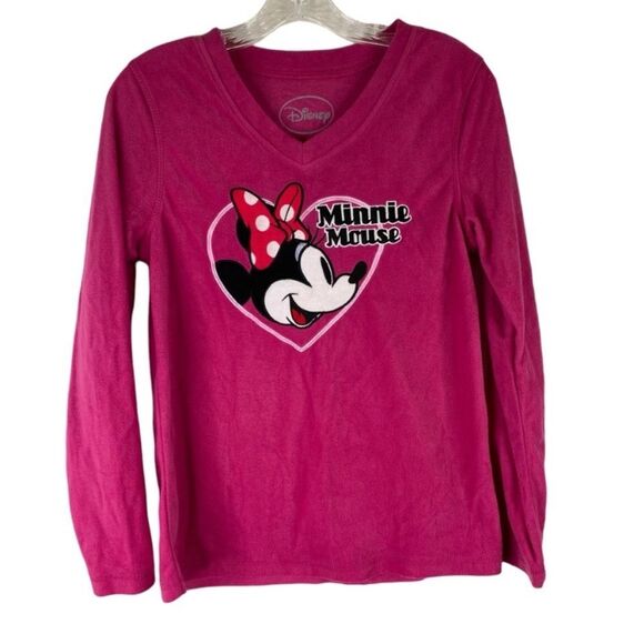 Minnie Mouse Disney Pajamas Women’s Pink Black 2 Piece Fleece Footed Pants Shirt - Picture 2 of 13